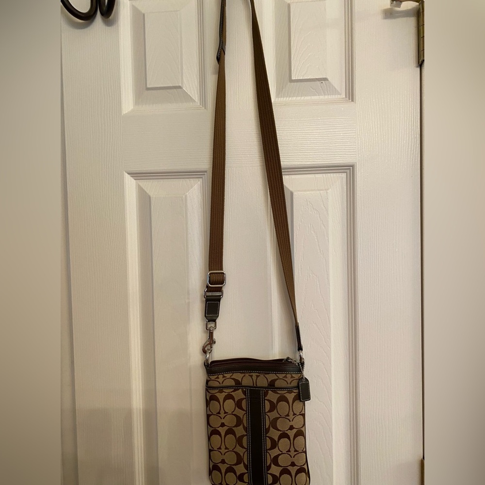Coach Tan and Brown Messenger Bag